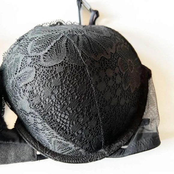 Victoria’s Secret Push-up‎ Bra Size 36D Black Lace Sheer Back Full Coverage New! - Picture 7 of 7